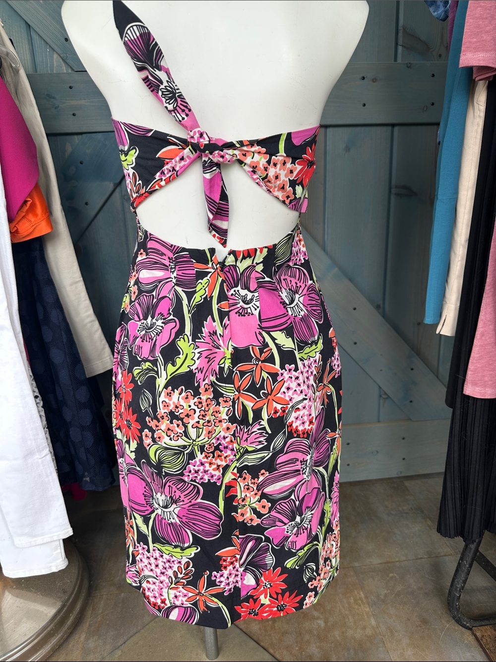 Lilly Pulitzer Strapless Floral Sheath Dress - Black with Pink & Red Floral - Picture 5 of 8